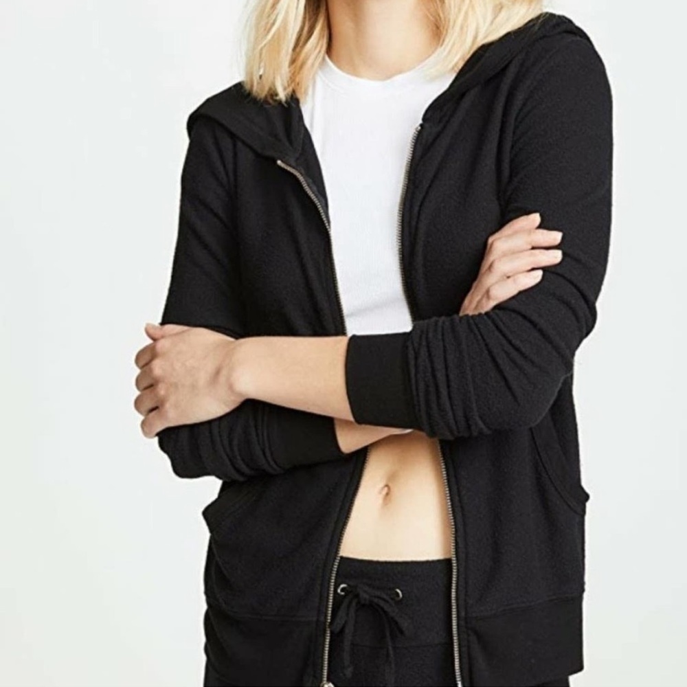 Wildfox Solid Black Basic Tracksuit Full Zip Hood… - image 2